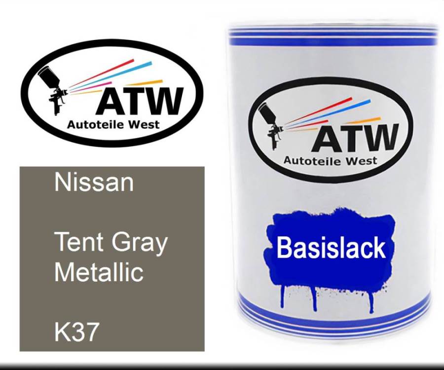 Nissan, Tent Gray Metallic, K37: 500ml Lackdose, von ATW Autoteile West.